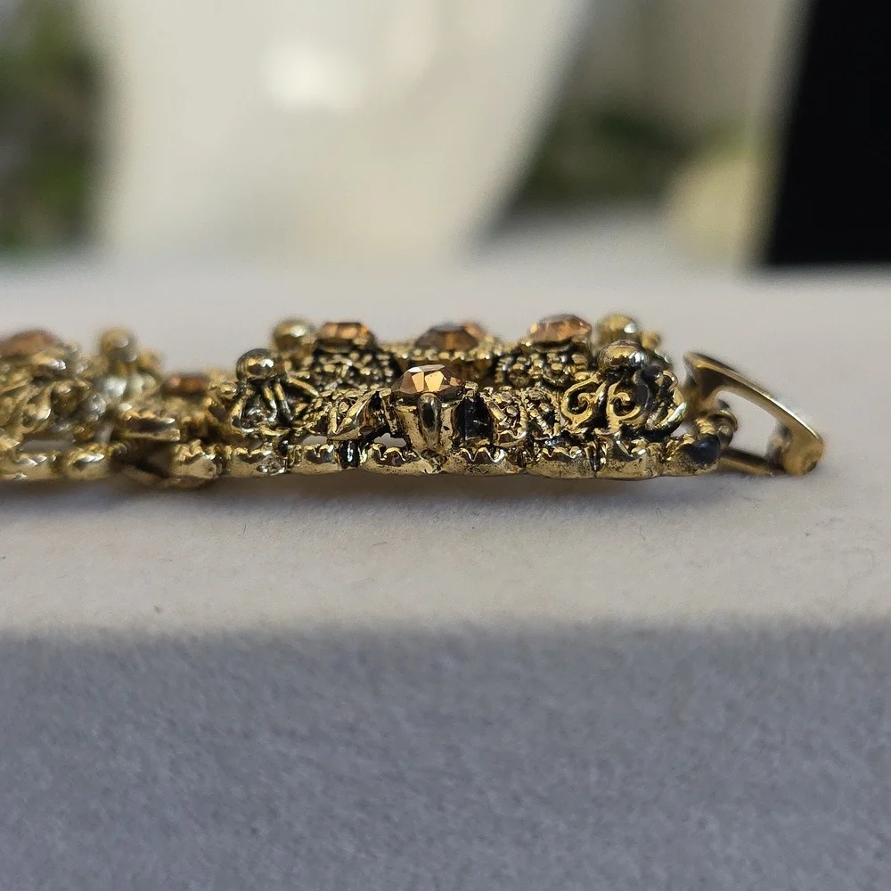 Vintage Gold Ornate Juliana Style Bracelet